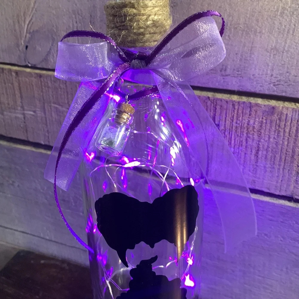 Hand Crafted- ‘Hocus Pocus’ Sanderson Sisters wine bottle lantern